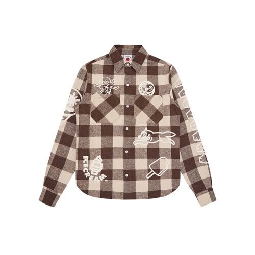 Multi Logo Check LS Shirt Brown ICSH26219