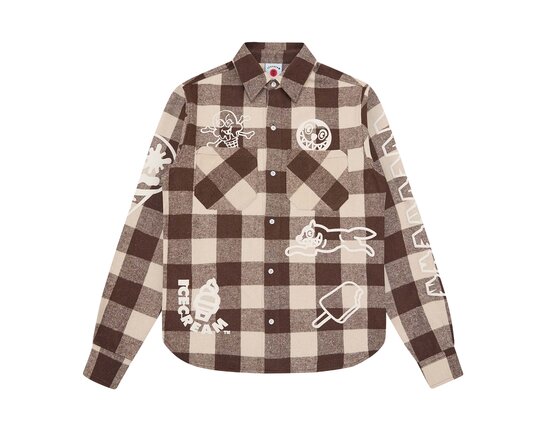 Multi Logo Check LS Shirt Brown ICSH26219 ICECREAM Multi Logo Check LS Shirt Brown ICSH26219
