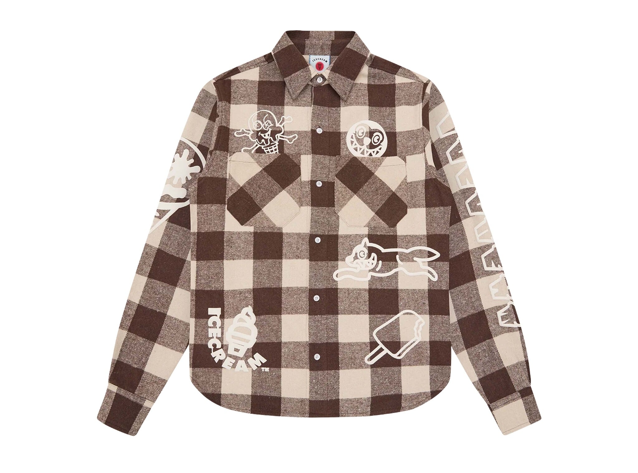 Multi Logo Check LS Shirt Brown ICSH26219 ICECREAM Multi Logo Check LS Shirt Brown ICSH26219