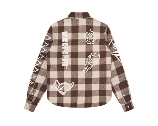 Multi Logo Check LS Shirt Brown ICSH26219 ICECREAM Multi Logo Check LS Shirt Brown ICSH26219