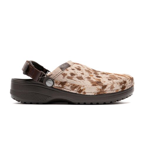 Classic Crafted Pony Hair Clog Brown White 214047 2PO