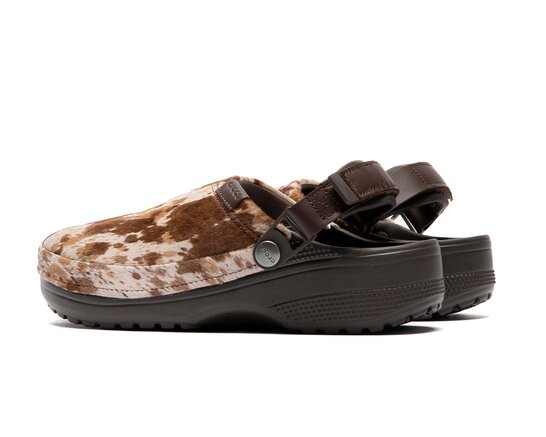Crocs Classic Crafted Pony Hair Clog Brown White 214047 2PO