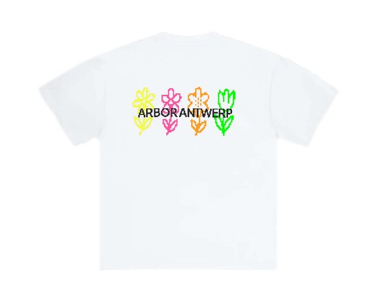 Arbor Antwerp Pixel Flower T-shirt White TS-PIXE-FLOW-WHT