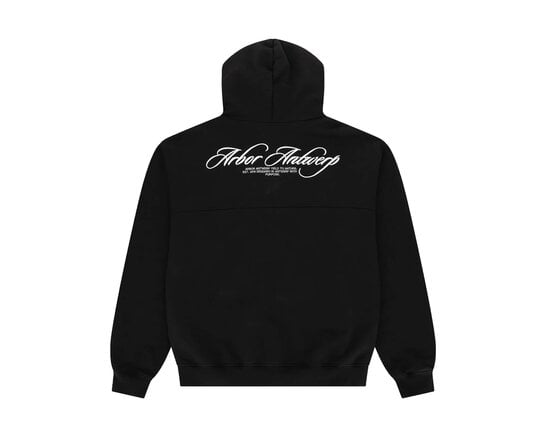 Cursive Zipper Hoodie Black HD-CURS-BLK Arbor Antwerp Cursive Zipper Hoodie Black HD-CURS-BLK