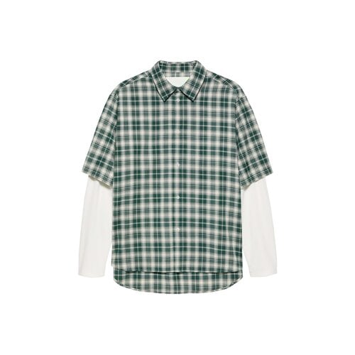 Double Layer Shirt Green White Check 2602023001