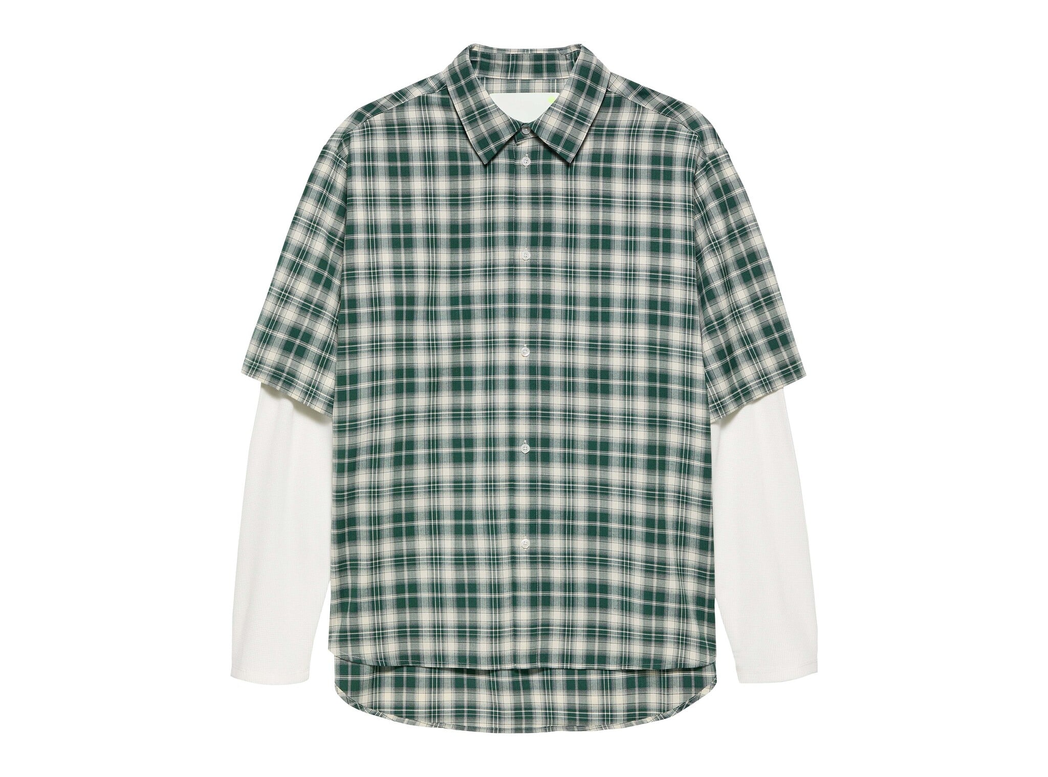 Double Layer Shirt Green White Check 2602023001 New Amsterdam Surf Association Double Layer Shirt Green White Check 2602023001