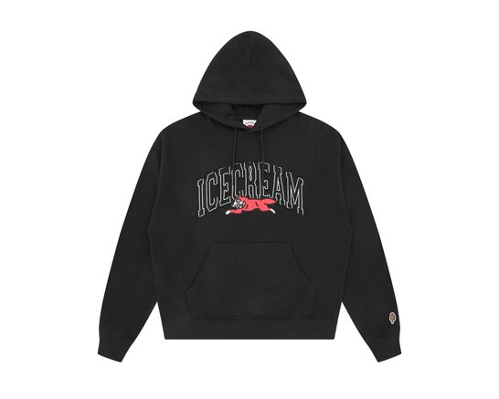 ICECREAM College Applique Running Dog Hood Black ICPH26230