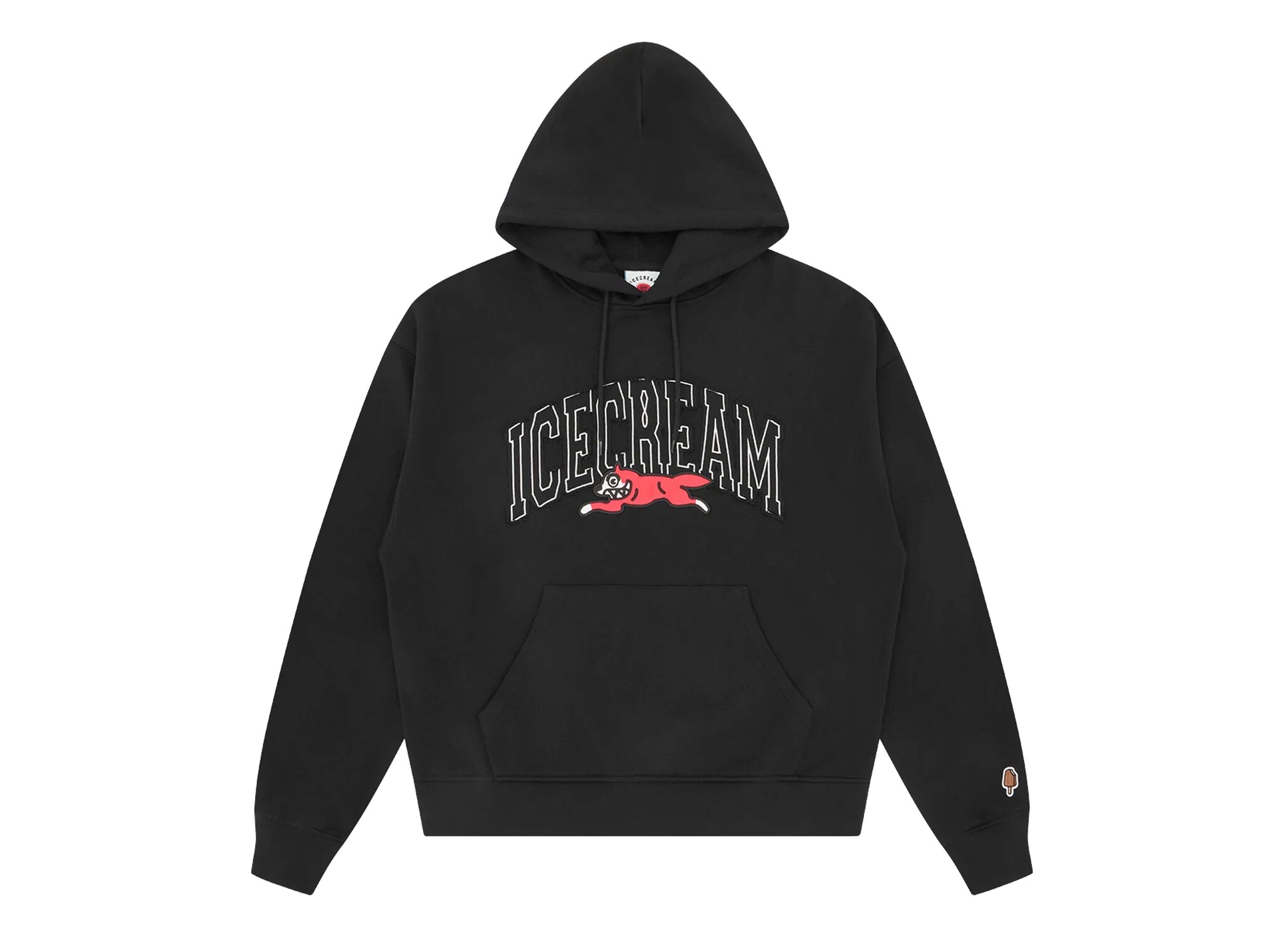 ICECREAM College Applique Running Dog Hood Black ICPH26230