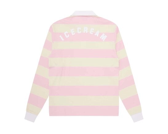 ICECREAM Cones & Bones Rugby Shirt Pink Ecru Stripe ICPO26223
