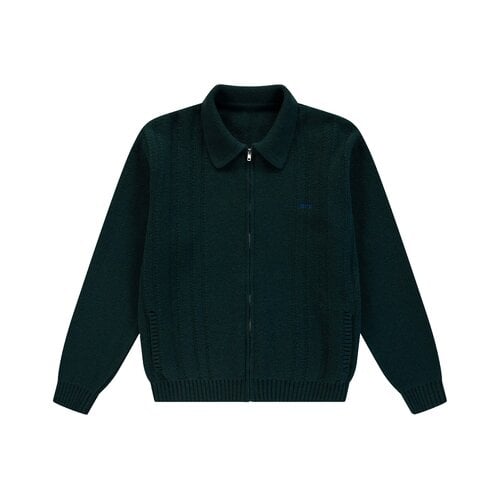 Cable Knit Zip Cardigan Green AW26 212K