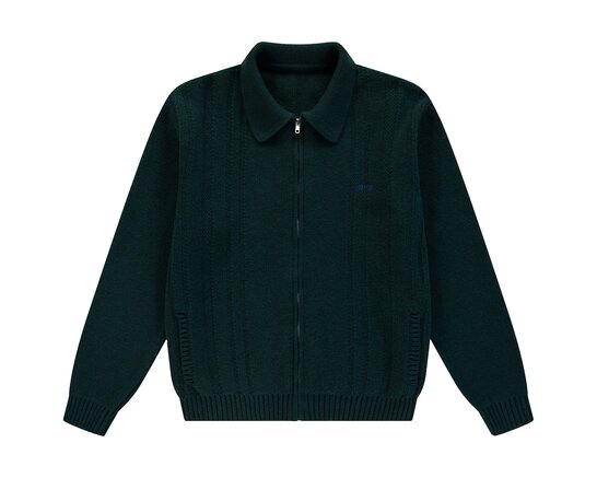 Cable Knit Zip Cardigan Green AW26 212K Arte Antwerp Cable Knit Zip Cardigan Green AW26 212K