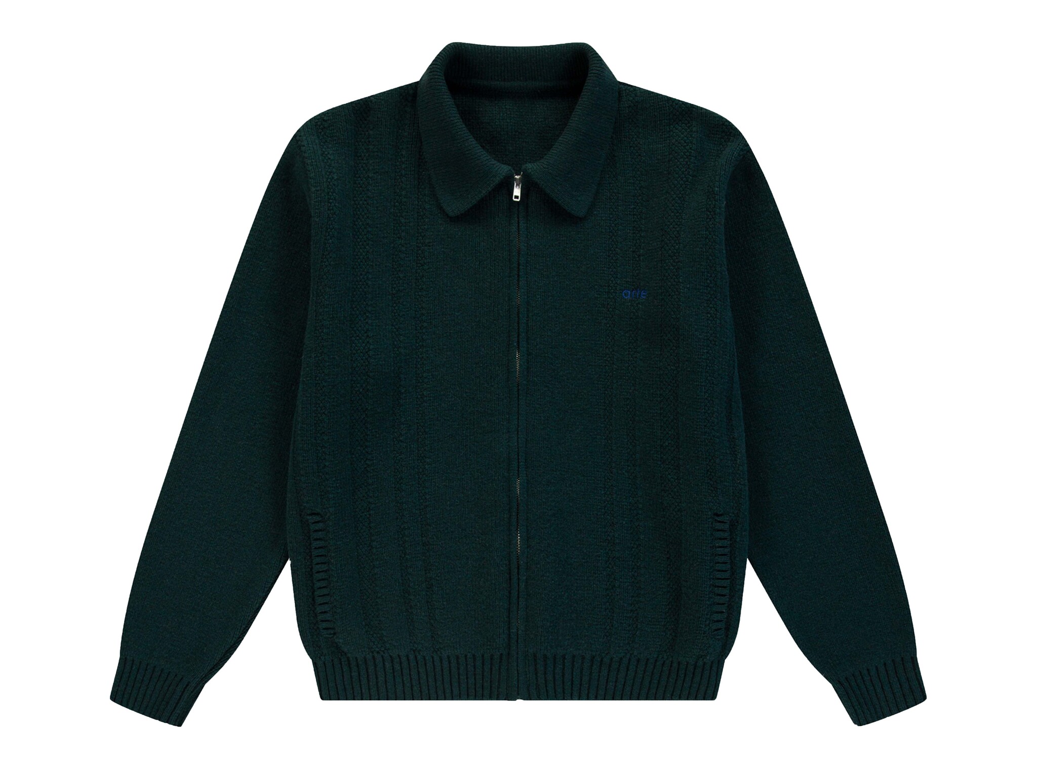 Cable Knit Zip Cardigan Green AW26 212K Arte Antwerp Cable Knit Zip Cardigan Green AW26 212K