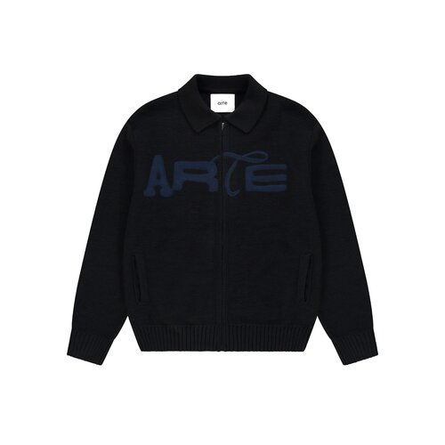 Stencil Zip Cardigan Black AW26 021K