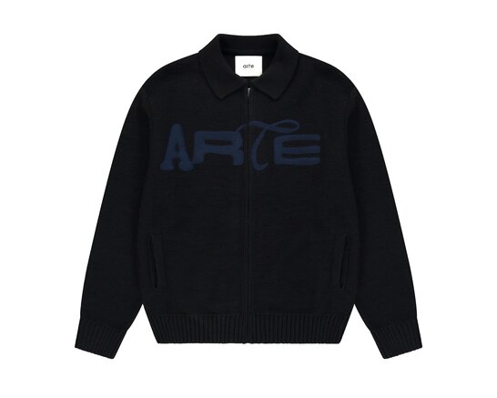 Stencil Zip Cardigan Black AW26 021K Arte Antwerp Stencil Zip Cardigan Black AW26 021K