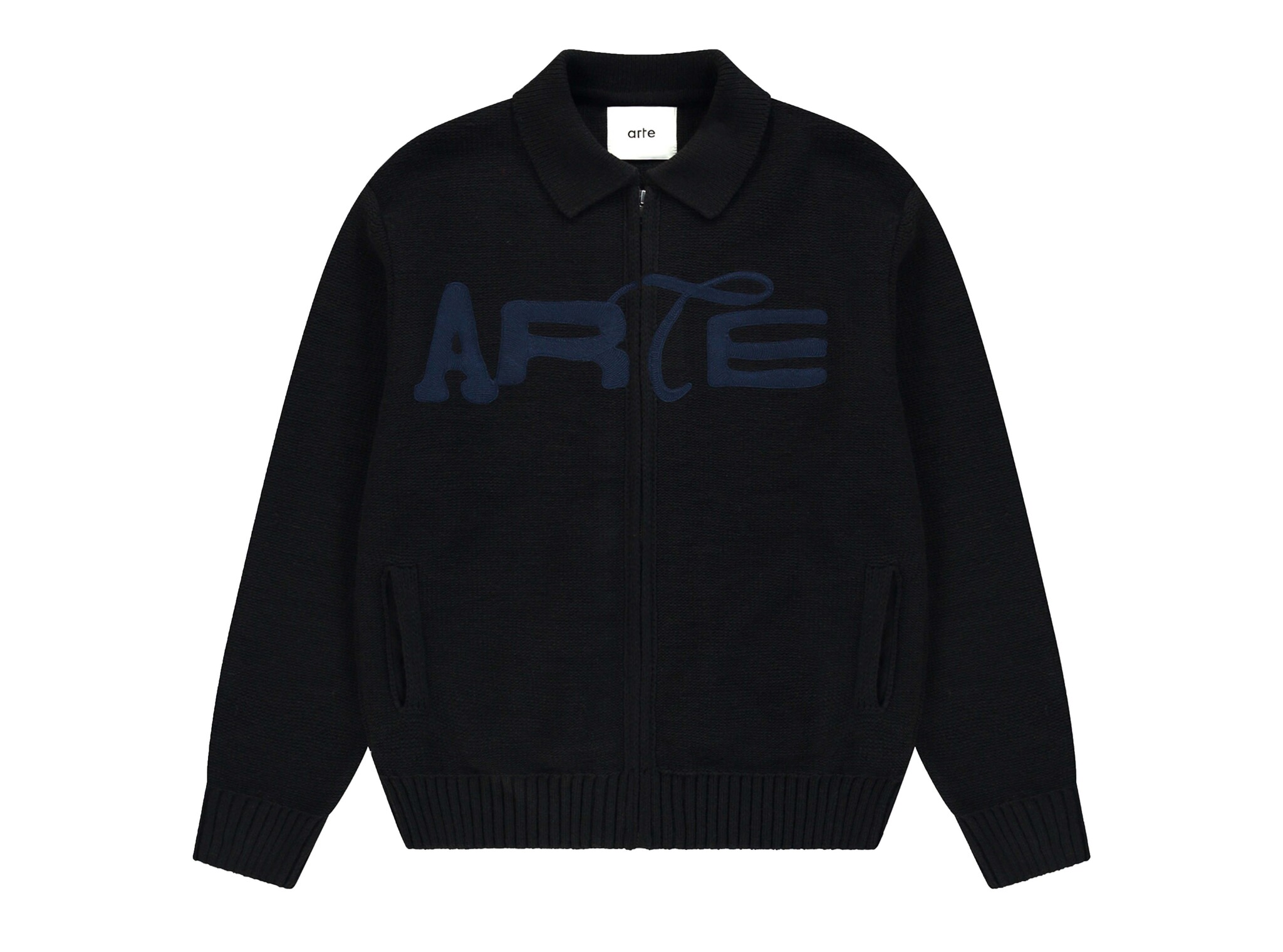 Stencil Zip Cardigan Black AW26 021K Arte Antwerp Stencil Zip Cardigan Black AW26 021K