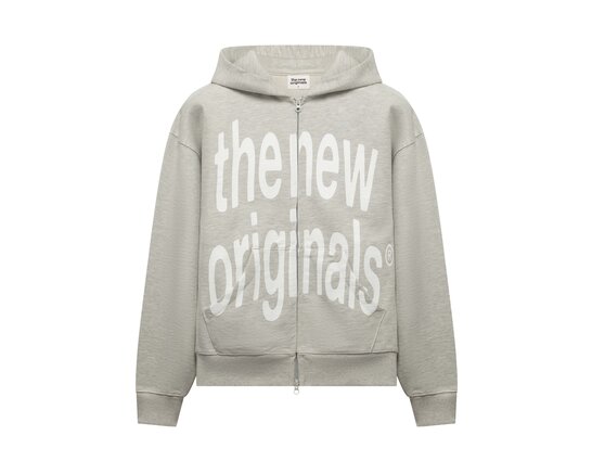 The New Originals Big Logo Zip Up Hoodie Light Grey Melange TNO490