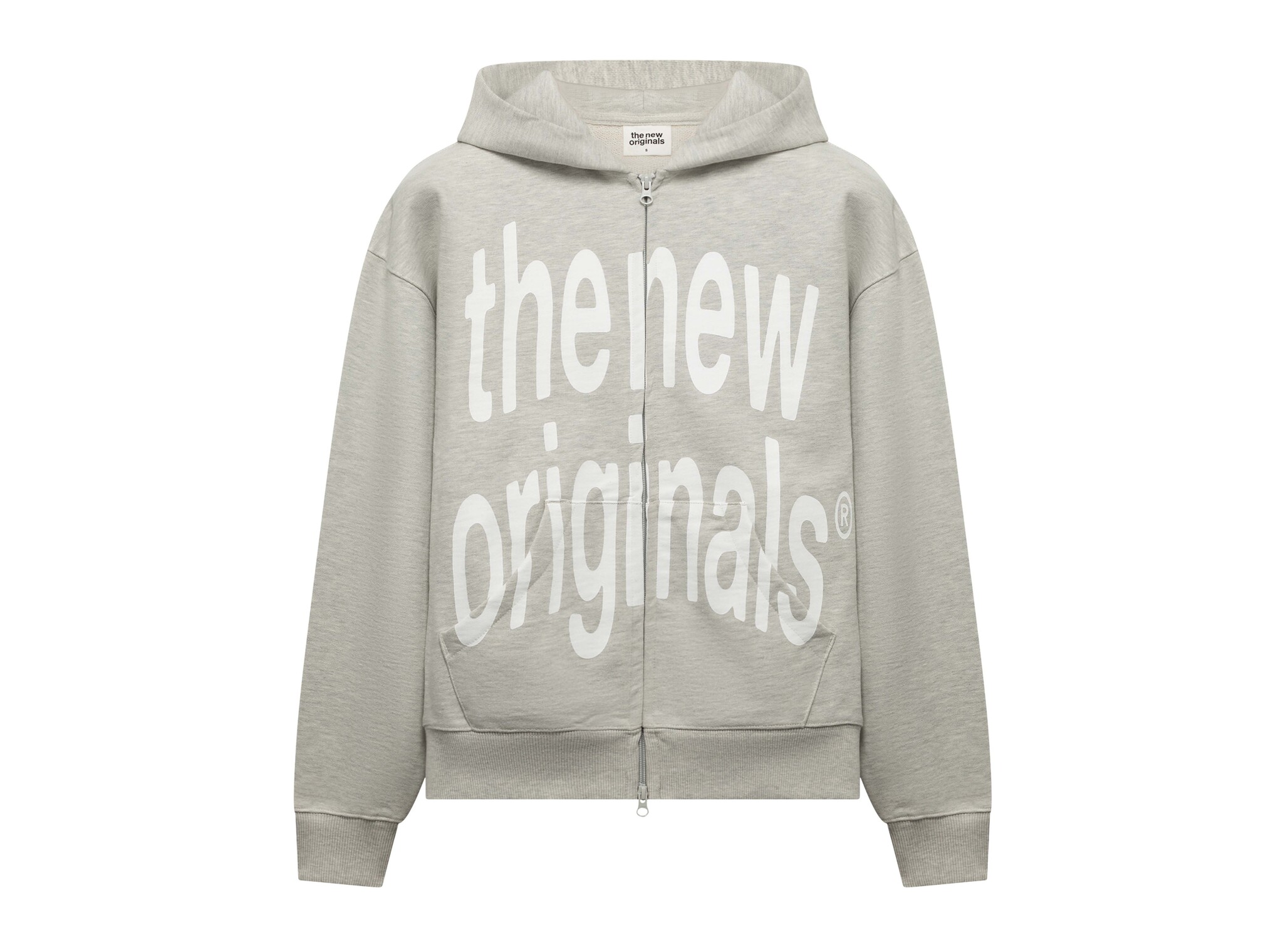 The New Originals Big Logo Zip Up Hoodie Light Grey Melange TNO490