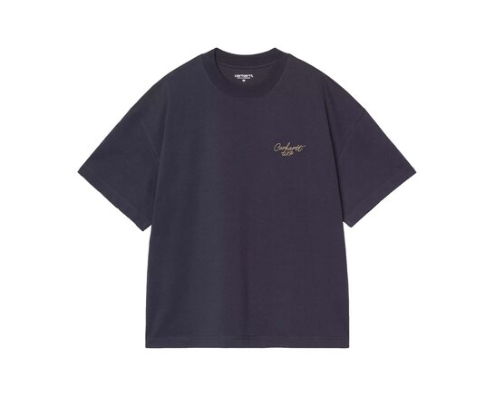 Carhartt WIP SS Signature Script T Shirt Dark Navy Wip Dusty I033828.3Z6.XX.03