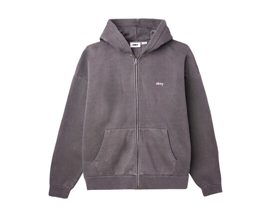 Lowercase Pigment Zip Hood Pigment Black Olive 112460019 Obey Lowercase Pigment Zip Hood Pigment Black Olive 112460019