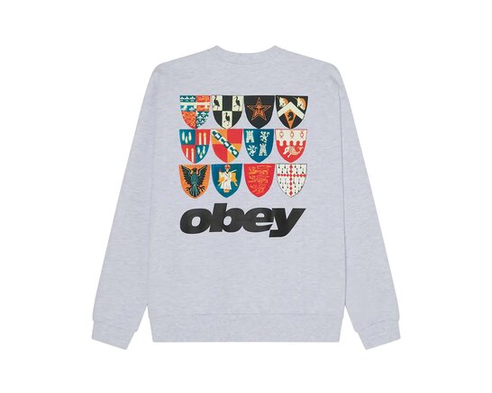 Shields Extra Heavy Crew Ash Grey 111600100 Obey Shields Extra Heavy Crew Ash Grey 111600100