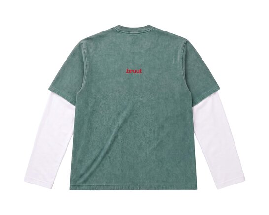 Layered Capital Longsleeve Green Off White BT2690 001 Bruut Layered Capital Longsleeve Green Off White BT2690 001