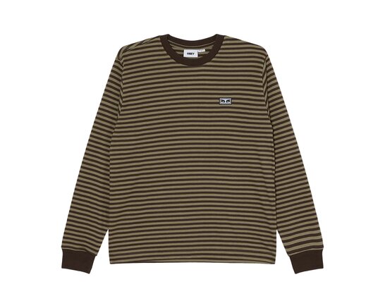 Obey Established Works Eyes Stripe LS Shirt Black Olive Multi 131030119