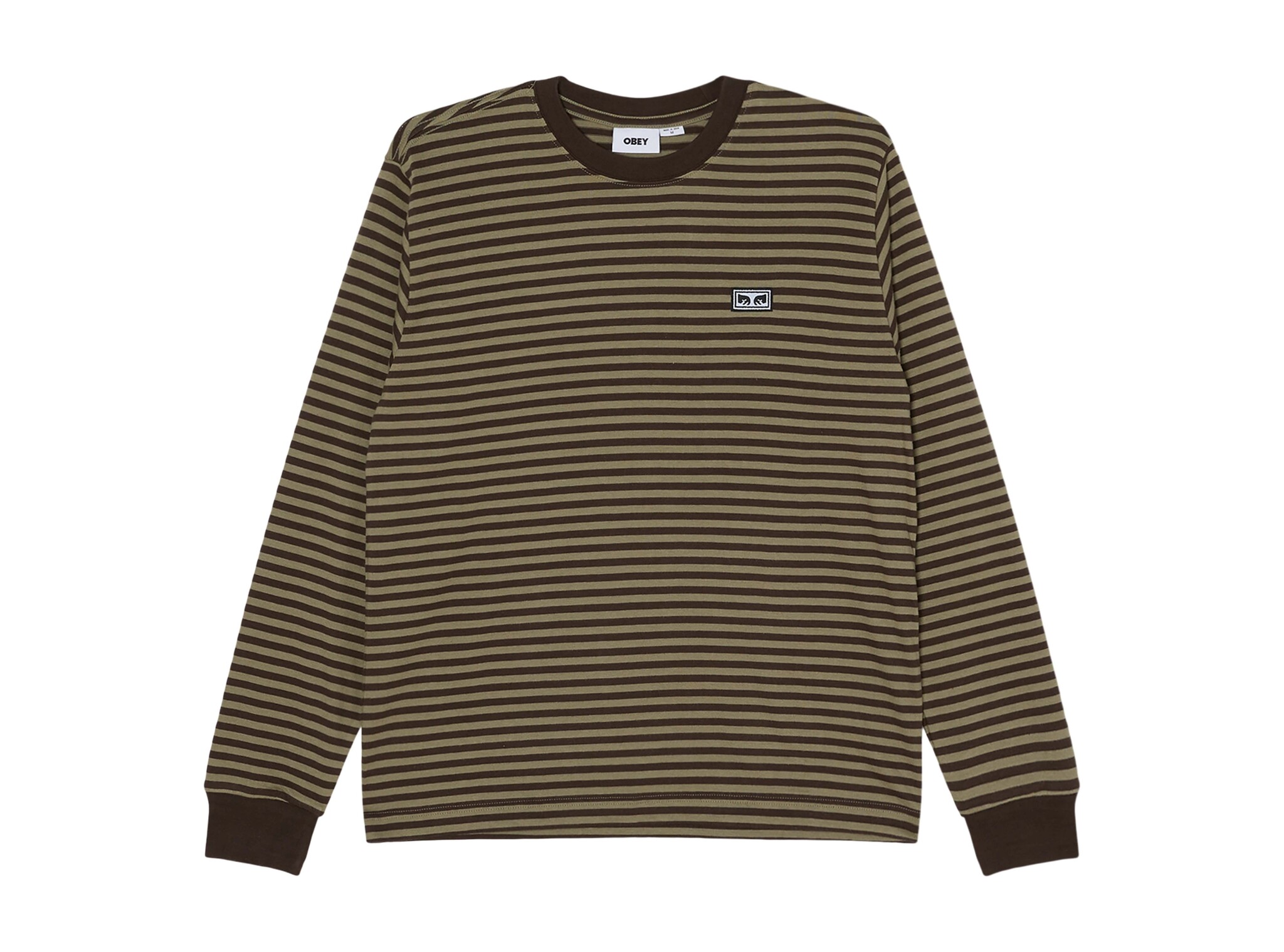 Obey Established Works Eyes Stripe LS Shirt Black Olive Multi 131030119
