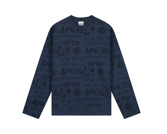 Polygraphic Longsleeve Navy AW26 199LS Arte Antwerp Polygraphic Longsleeve Navy AW26 199LS