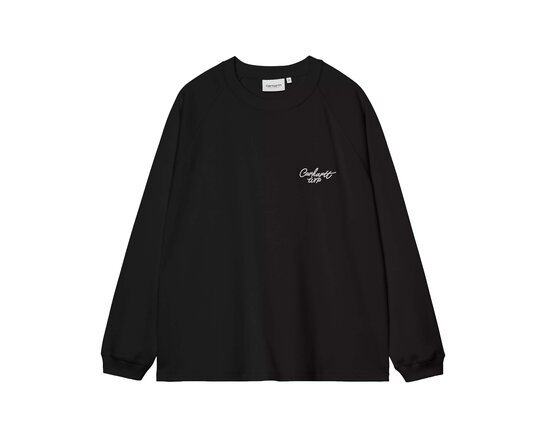 LS Signature Rib T Shirt Black White I037121.0D2.XX.03 Carhartt WIP LS Signature Rib T Shirt Black White I037121.0D2.XX.03