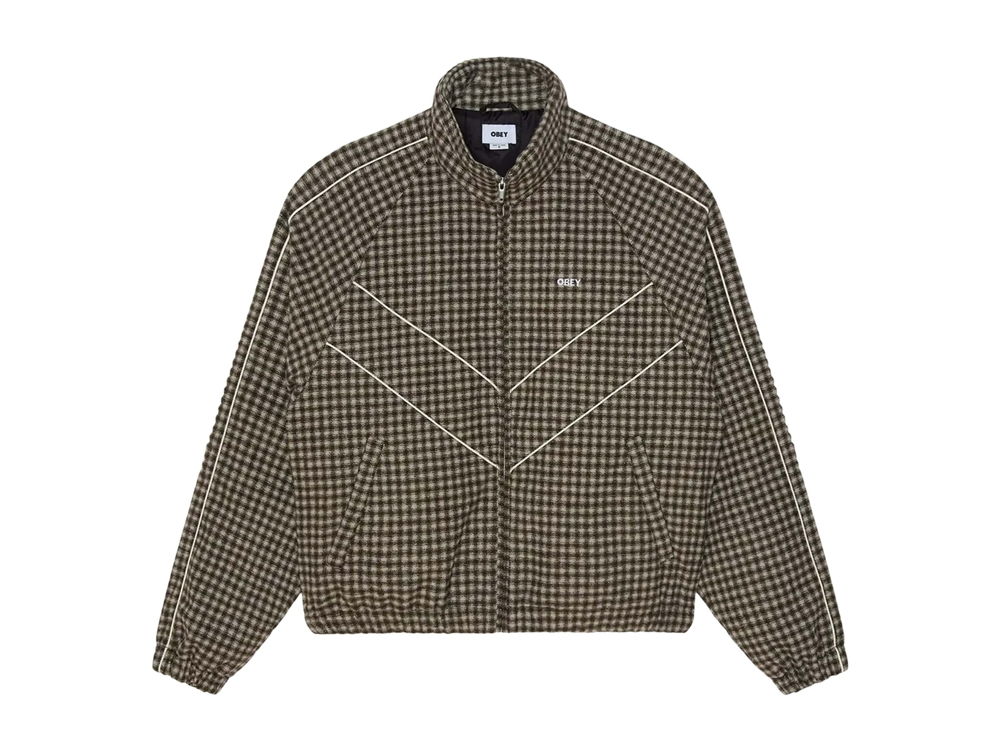 Obey Leisure Training Jacket Abbey Stone Plaid 121800632
