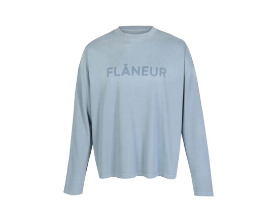 Blurred Logo Longsleeve Blue Citadel FTSH214 Flaneur Blurred Logo Longsleeve Blue Citadel FTSH214