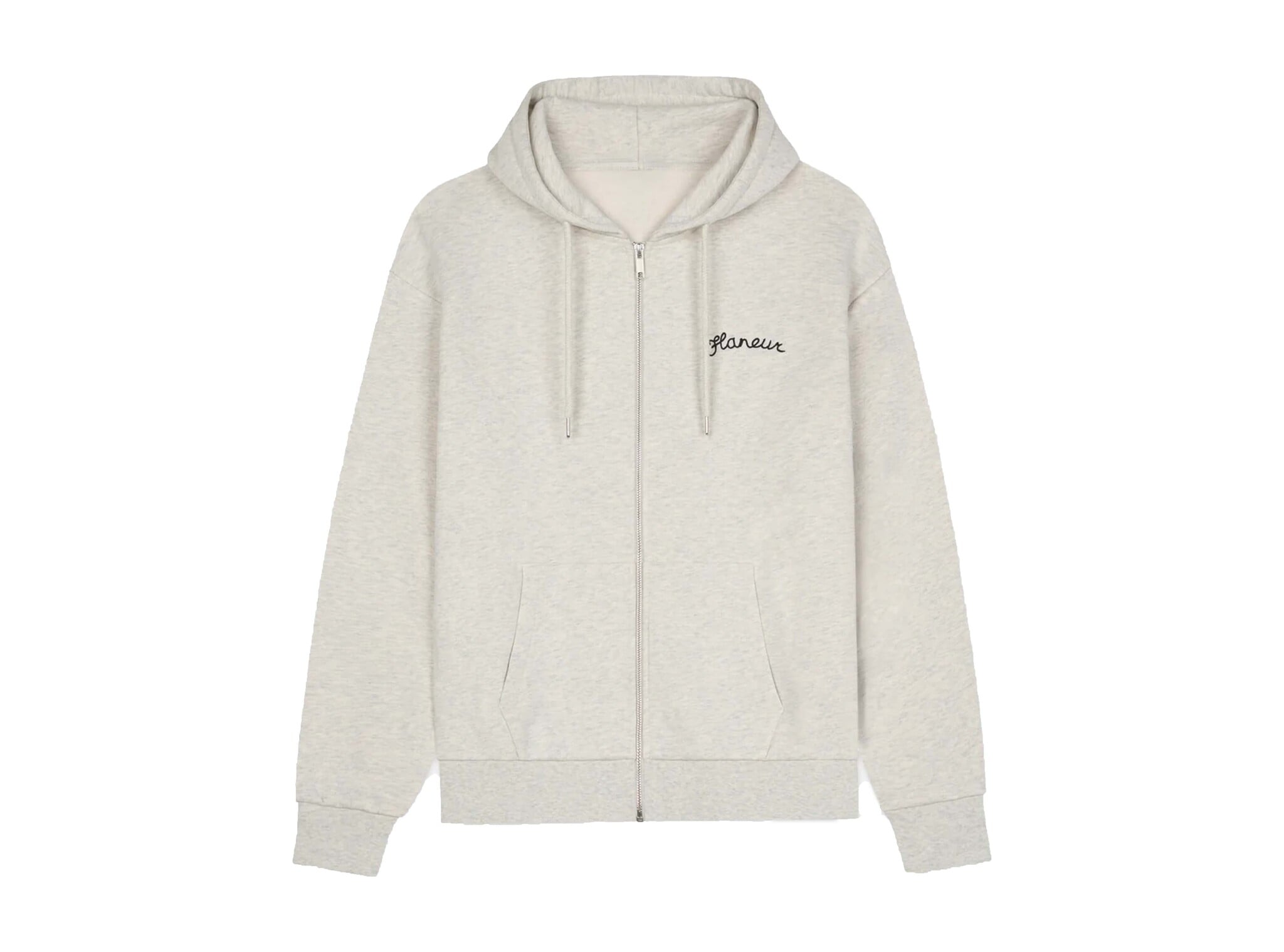 Flaneur Signature Zip Up Hoodie Heather Grey FZIP197