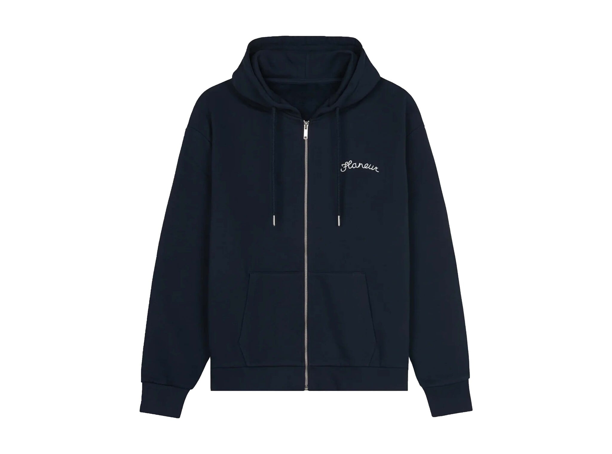 Signature Zip Up Hoodie Navy FZIP197 Flaneur Signature Zip Up Hoodie Navy FZIP197