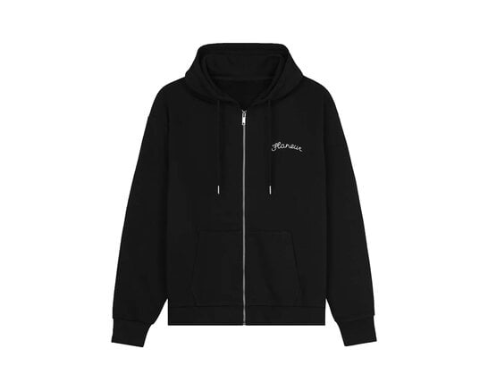 Flaneur Signature Zip Up Hoodie Black FZIP197