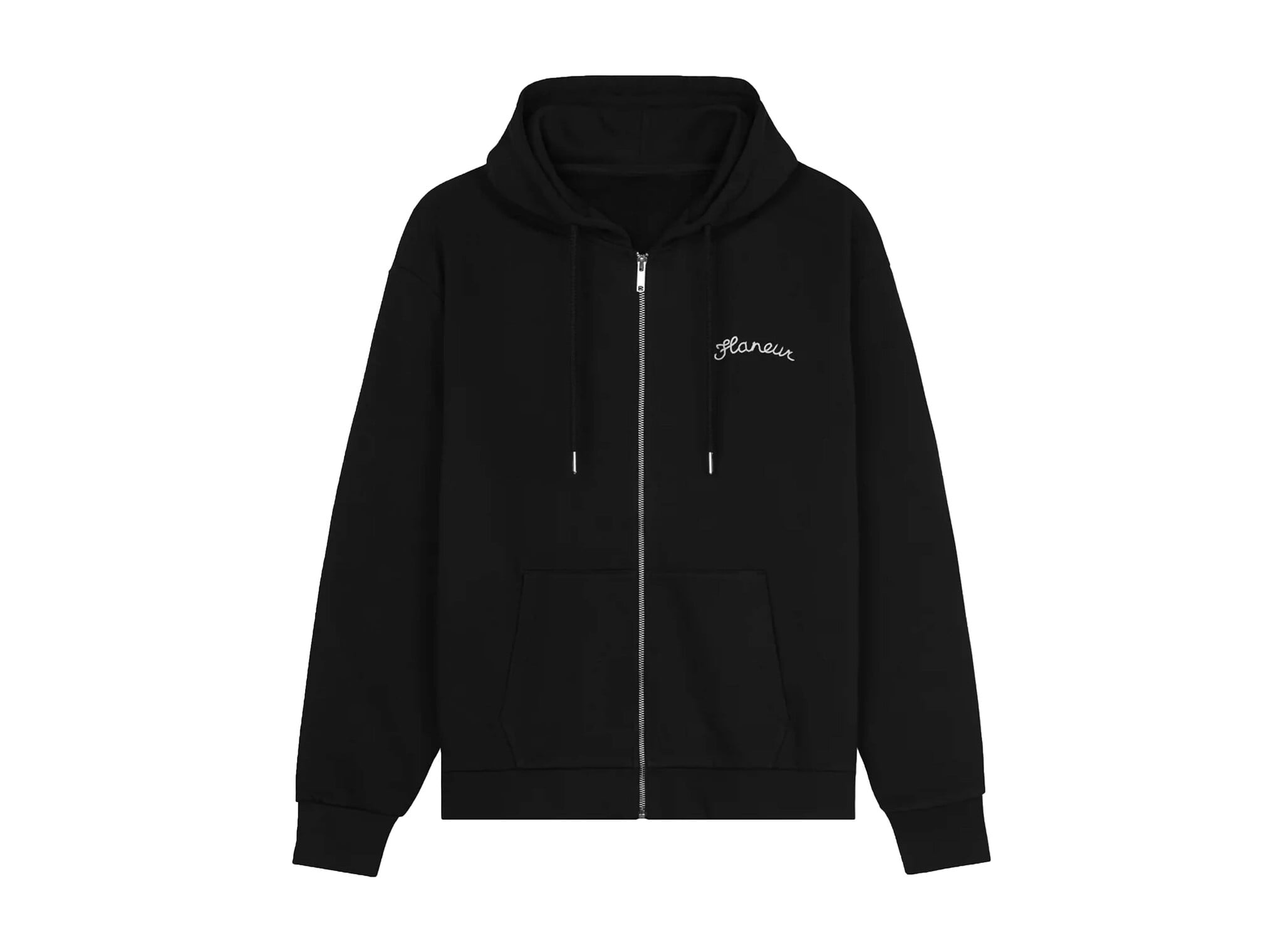 Flaneur Signature Zip Up Hoodie Black FZIP197