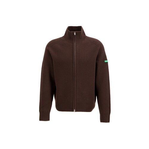 Badge Knit Cardigan Brown FKNI048