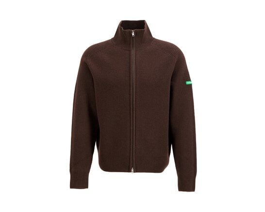 Badge Knit Cardigan Brown FKNI048 Flaneur Badge Knit Cardigan Brown FKNI048