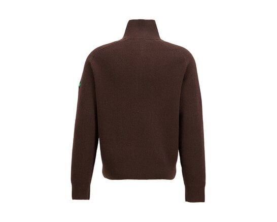 Badge Knit Cardigan Brown FKNI048 Flaneur Badge Knit Cardigan Brown FKNI048