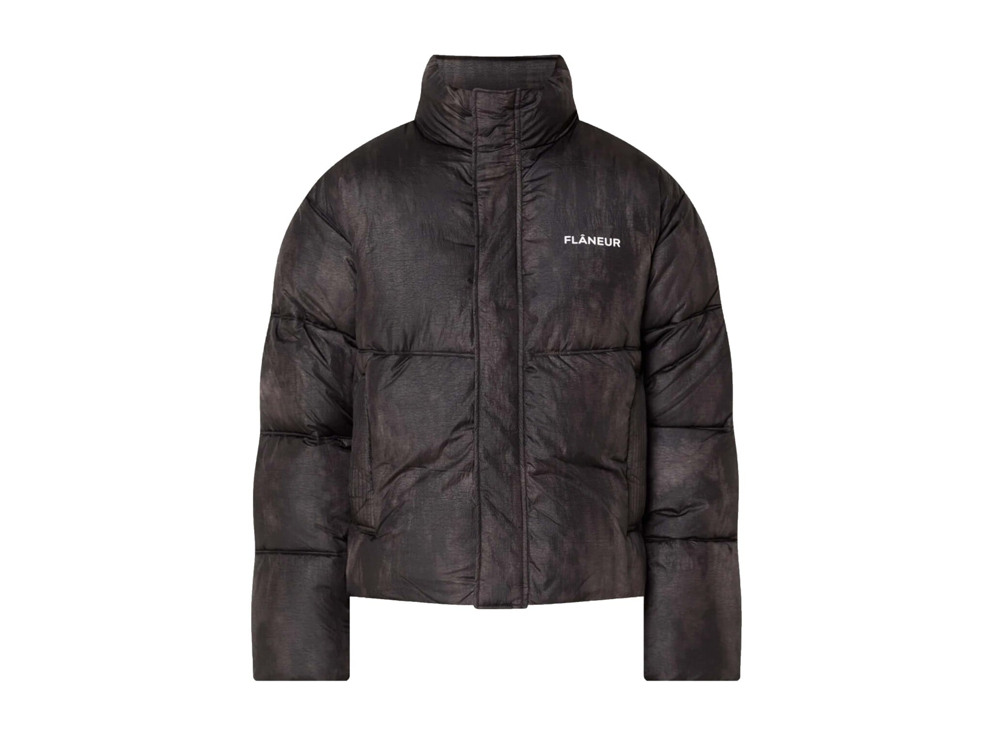 Flaneur Logo Puffer Jacket Black FOUT224