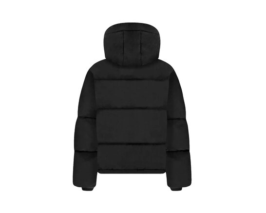 Signature Hooded Puffer Jacket Black FOUT072 Flaneur Signature Hooded Puffer Jacket Black FOUT072