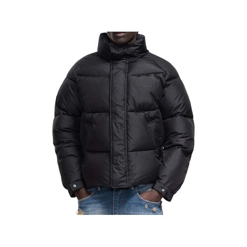 Embroidered Puffer Jacket Black FOUT220