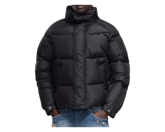 Embroidered Puffer Jacket Black FOUT220 Flaneur Embroidered Puffer Jacket Black FOUT220
