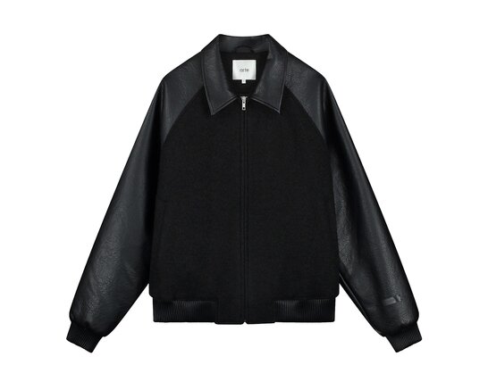 Leather Varsity Jacket Black AW26 059J Arte Antwerp Leather Varsity Jacket Black AW26 059J