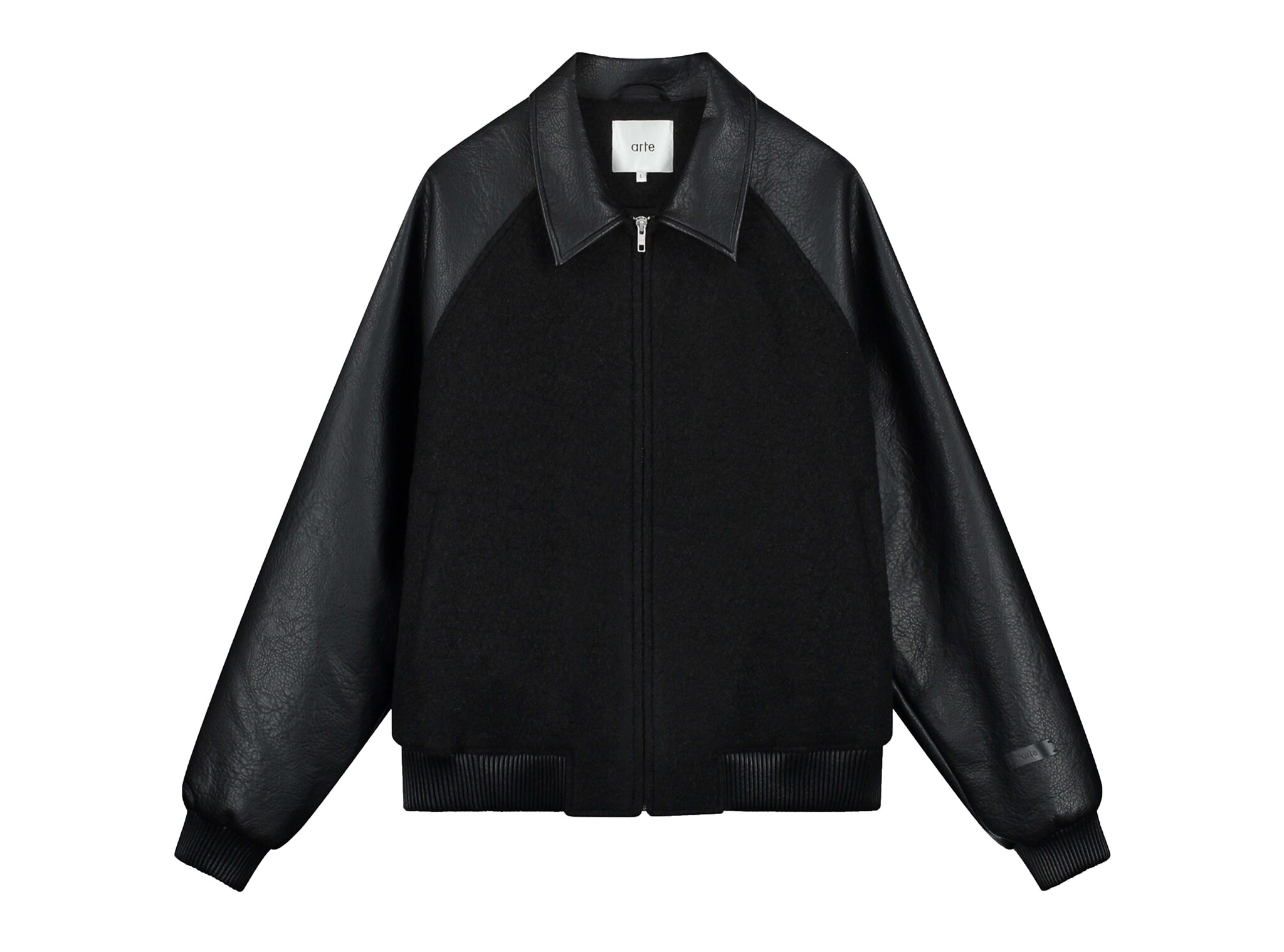 Leather Varsity Jacket Black AW26 059J Arte Antwerp Leather Varsity Jacket Black AW26 059J