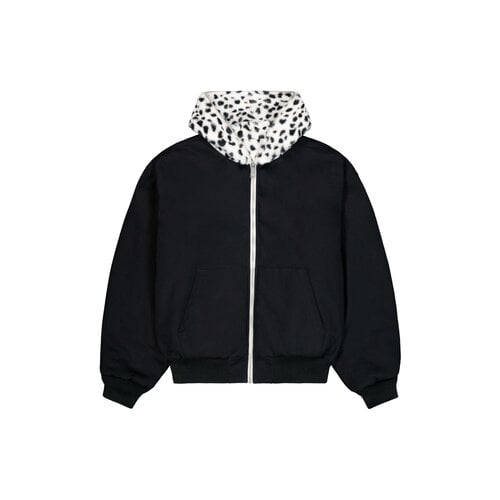 X Ice Cream Faux Fur Full Zip Hoodie Black White 268370 95