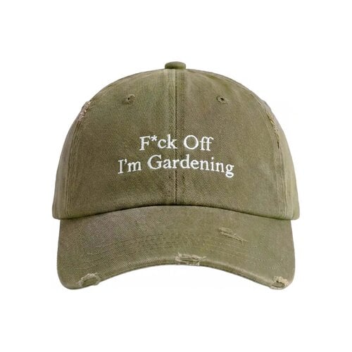 F*ck Off I'm Gardening Cap Distressed Forrest Green FW26 2610
