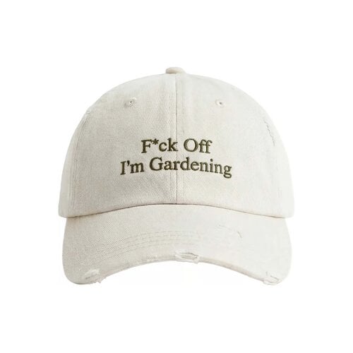 F*ck Off I'm Gardening Cap Distressed White Sand FW26 2145