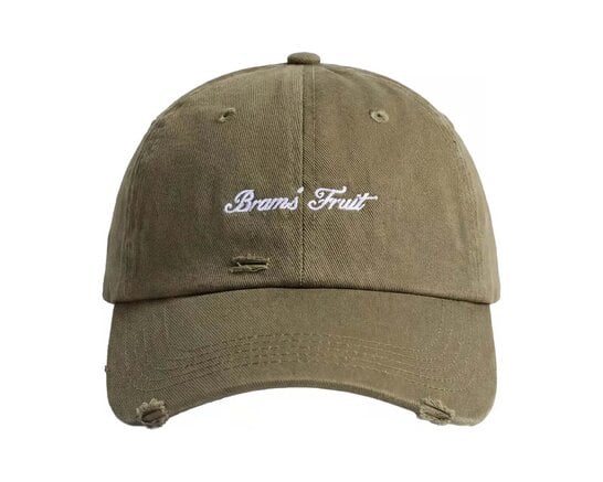 Brams Fruit Distressed Script Logo Cap Olive green FW26 2603