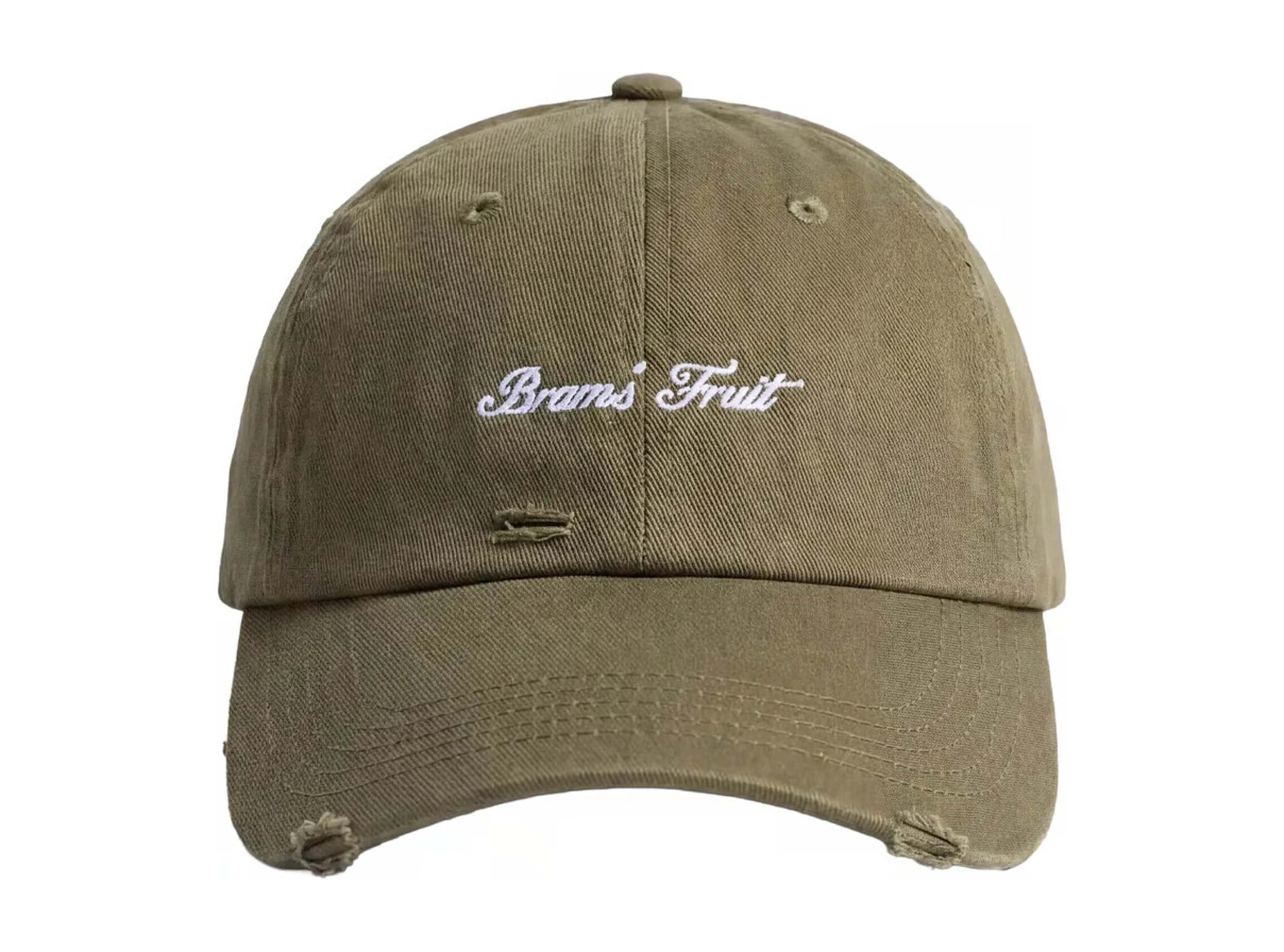 Brams Fruit Distressed Script Logo Cap Olive green FW26 2603