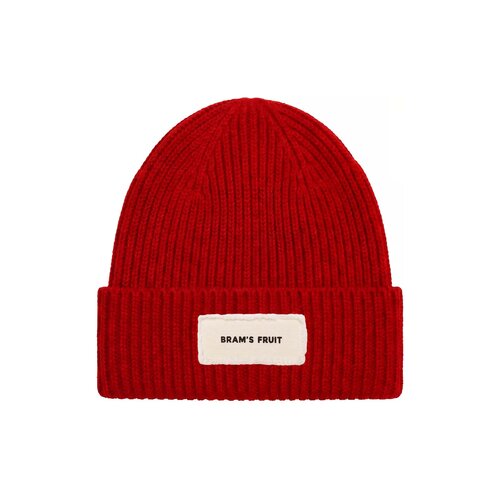 Distressed Label Beanie Red FW26 2147
